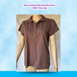 Route 66 Brown Polka Dot Collared Shirt | Size L